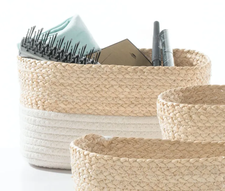 casaNOVA Aufbewahrungskorb 23 x 18 cm weiß/ beige