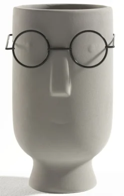 casaNOVA Übertopf Gesicht 22 cm grau