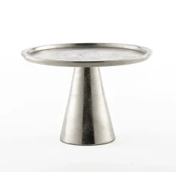 casaNOVA Deko Platte mit Sockel 27 cm silberfarbig