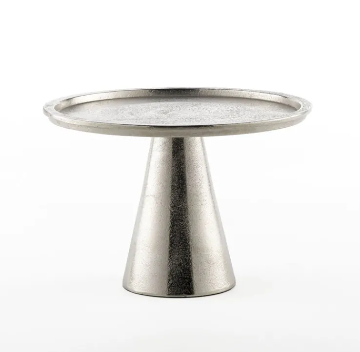 casaNOVA Deko Platte mit Sockel 27 cm silberfarbig