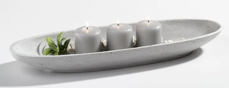 casaNOVA Dekoschale oval 4 x 12 x 40 cm grau