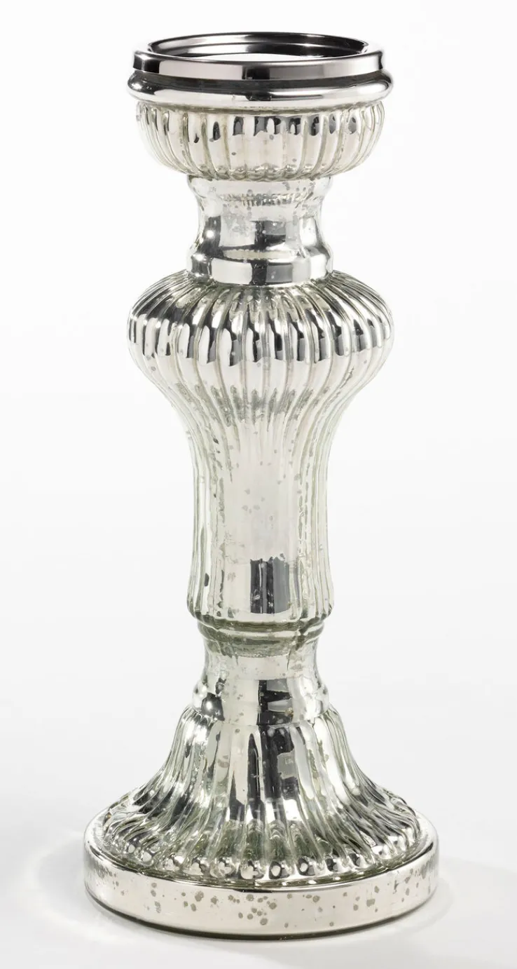 casaNOVA Kerzenständer groß 30 cm silberfarbig