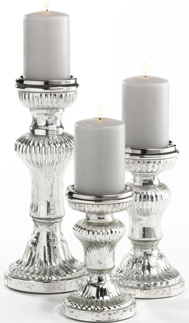 casaNOVA Kerzenständer groß 30 cm silberfarbig