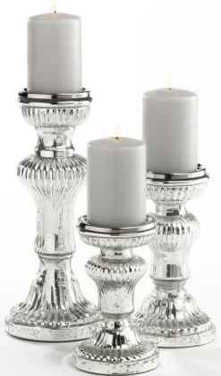 casaNOVA Kerzenständer klein 16 cm silberfarbig