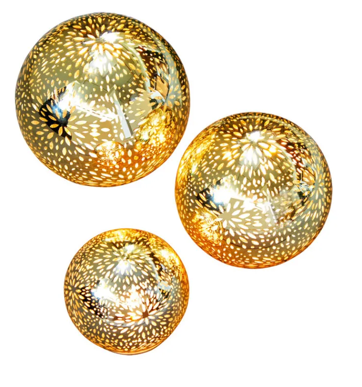 casaNOVA LED Lichtobjekt Kugel 3er Set goldfarbig