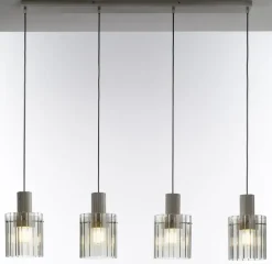 casaNOVA Retrofit Balkenpendel RONJA 4-flg silberfarbig /Rauchglas