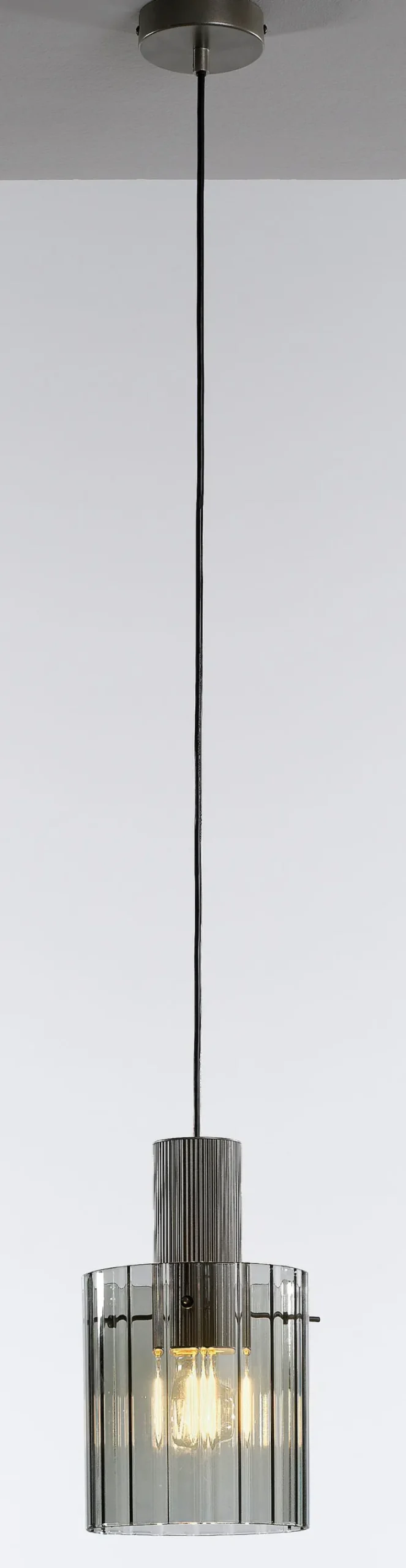 casaNOVA Retrofit Pendelleuchte RONJA 1-flg silberfarbig /Rauchglas