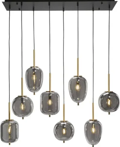 casaNOVA Retrofit Pendelleuchte TANO 8-flammig schwarz /Rauchglas