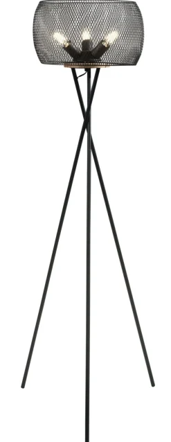 casaNOVA Retrofit Stehlampe RESI 3-flg schwarz /Holz