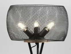 casaNOVA Retrofit Stehlampe RESI 3-flg schwarz /Holz