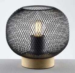 casaNOVA Retrofit Tischlampe RESI 22 cm schwarz /Holz