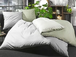 casaNOVA Satin-Bettwäsche DALIA 135 x 200 cm grün