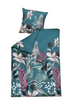 casaNOVA Satin-Bettwäsche FLORENTINE 135 x 200 cm petrol