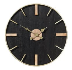 casaNOVA Wanduhr 71 cm Holzoptik schwarz