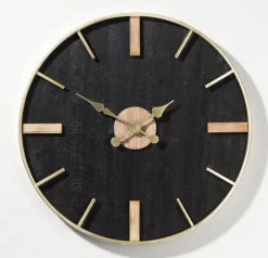 casaNOVA Wanduhr 71 cm Holzoptik schwarz