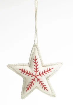 casaNOVA Weihnachten Deko Anhänger Stern 16 cm beige-rot