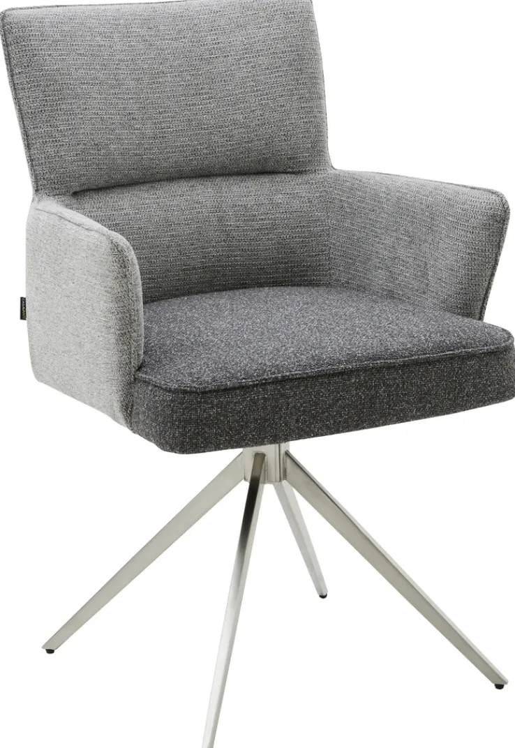 CASAVANTI Armlehnenstuhl TAIGA Grau/Edelstahl gebürstet