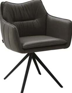 CASAVANTI Armlehnstuhl VENLO Leder grau/schwarz