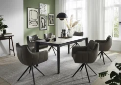 CASAVANTI Armlehnstuhl VENLO Leder grau/schwarz