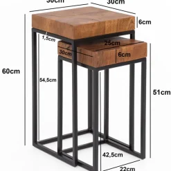 CASAVANTI Beistelltisch 2er-Set braun/schwarz