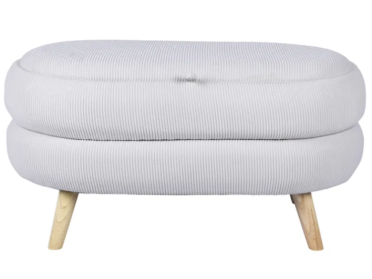 CASAVANTI Bettbank Holzfüße massiv Cord 48,5 x 87 x 46 cm Braun/Beige