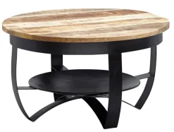 CASAVANTI Couchtisch 60 cm Schwarz Metall/ Mango massiv