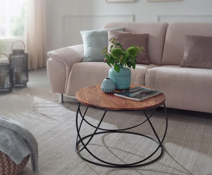 CASAVANTI Couchtisch 60 x 60 cm Sheesham massiv/schwarz