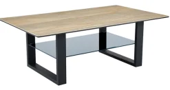 CASAVANTI Couchtisch 120 x 70 cm Metall /Glaskeramik Holzstruktur