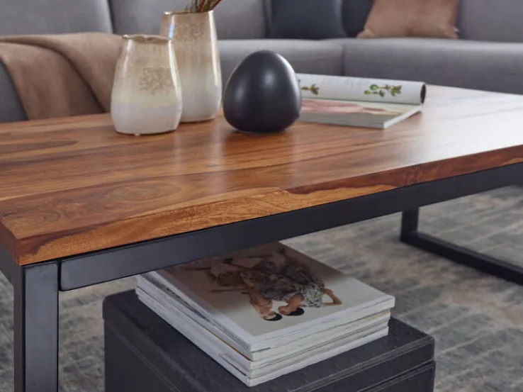 CASAVANTI Couchtisch 110 x 60 cm Schwarz/ Sheesham massiv