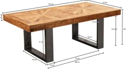 CASAVANTI Couchtisch 105 x 55 cm Grau/ Mango massiv