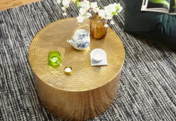 CASAVANTI Couchtisch rund 61 x 40,5 cm Metall Goldfarbig