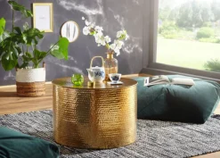 CASAVANTI Couchtisch rund 61 x 40,5 cm Metall Goldfarbig