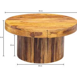 CASAVANTI Couchtisch rund 60 x 60 cm Sheesham Massivholz