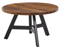 CASAVANTI Couchtisch rund 60 cm Schwarz/ Sheesham massiv