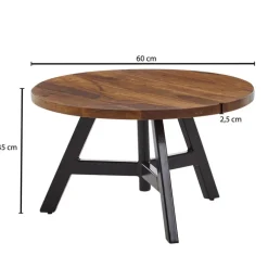 CASAVANTI Couchtisch rund 60 cm Schwarz/ Sheesham massiv