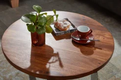 CASAVANTI Couchtisch rund 60 cm Schwarz/ Sheesham massiv