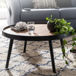 CASAVANTI Couchtisch rund 76 cm Schwarz/ Eiche