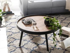 CASAVANTI Couchtisch rund 76 cm Schwarz/ Eiche