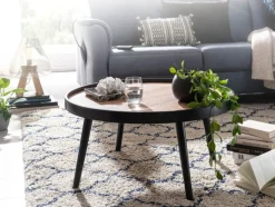 CASAVANTI Couchtisch rund 76 cm Schwarz/ Eiche