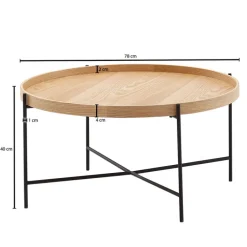 CASAVANTI Couchtisch rund 78 cm Schwarz/ Eiche