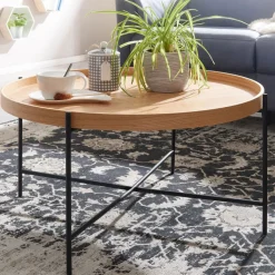 CASAVANTI Couchtisch rund 78 cm Schwarz/ Eiche