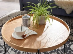 CASAVANTI Couchtisch rund 78 cm Schwarz/ Eiche