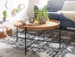 CASAVANTI Couchtisch rund 78 cm Schwarz/ Eiche