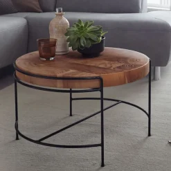 CASAVANTI Couchtisch rund 62 cm Schwarz/ Akazie massiv