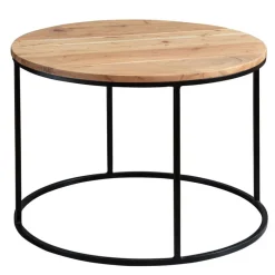 CASAVANTI Couchtisch rund 60 cm Schwarz/ Akazie massiv