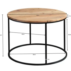 CASAVANTI Couchtisch rund 60 cm Schwarz/ Akazie massiv