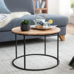 CASAVANTI Couchtisch rund 60 cm Schwarz/ Akazie massiv