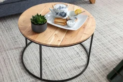 CASAVANTI Couchtisch rund 60 cm Schwarz/ Akazie massiv