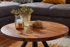 CASAVANTI Couchtisch rund 60 x 35 cm Schwarz/ Sheesham massiv