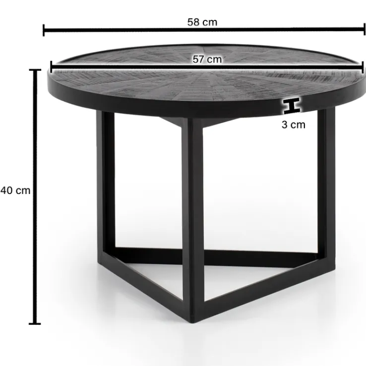 CASAVANTI Couchtisch 58x40 cm Massivholz Mango schwarz